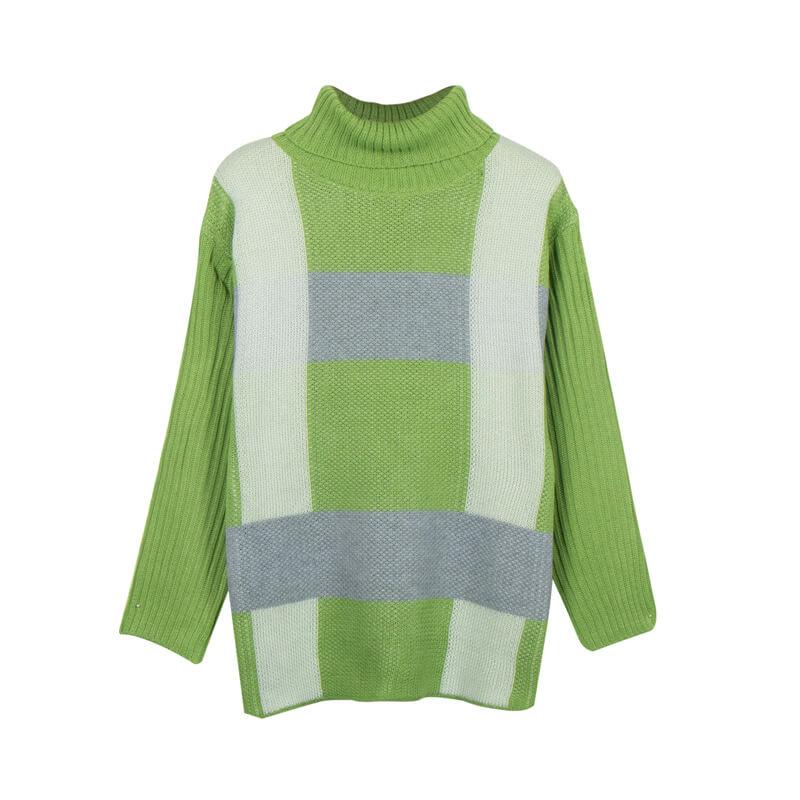 Turtleneck Colorblock Petite Long Sleeve Sweater