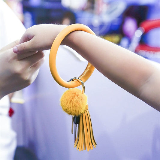 Pom Pom Tassel Bracelet Key Chain