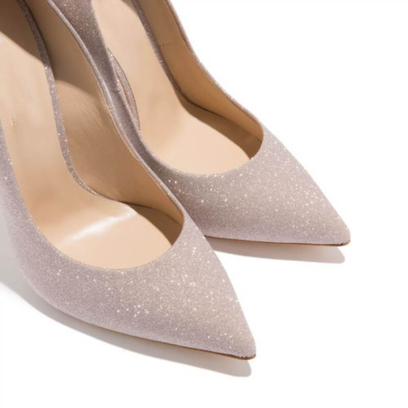 Sexy Leather Sequin Pointed Toe Wedding Pumps