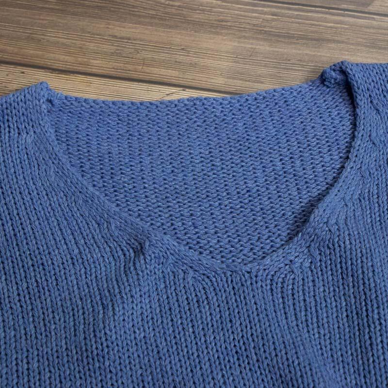 Oversized Crewneck Plain Knit Sweater