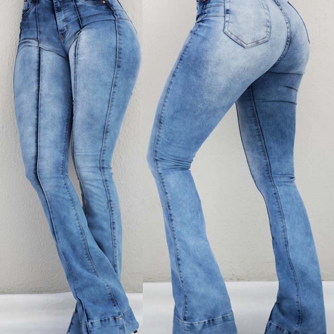 Wide Leg High Waist Stretch Jeans Sexy Pants