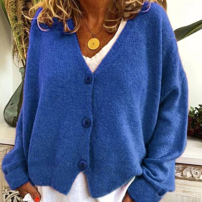 Pure Color With Button Cardigan
