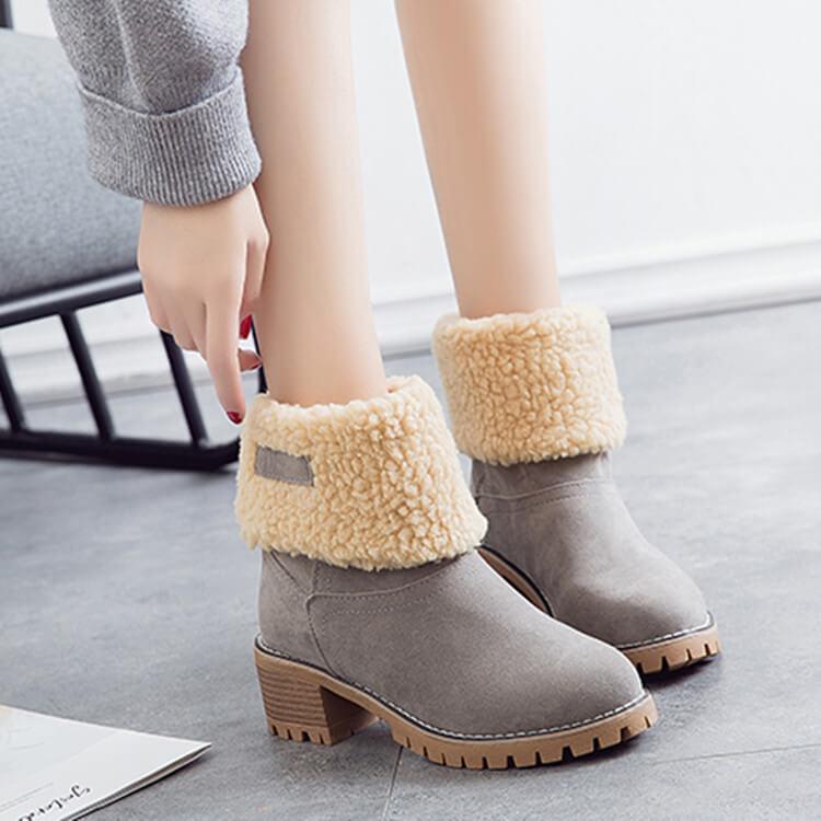 Winter Chunky Suede Round Toe AnkleBoots