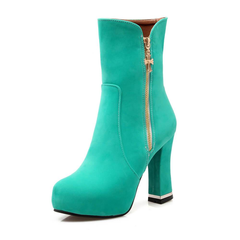 Suede Platform Chunky High Heel Ankle Boots