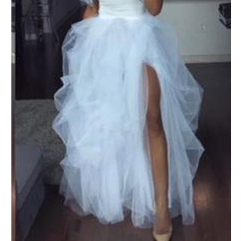 Wedding Mesh High Waist Plain Split Maxi Dress
