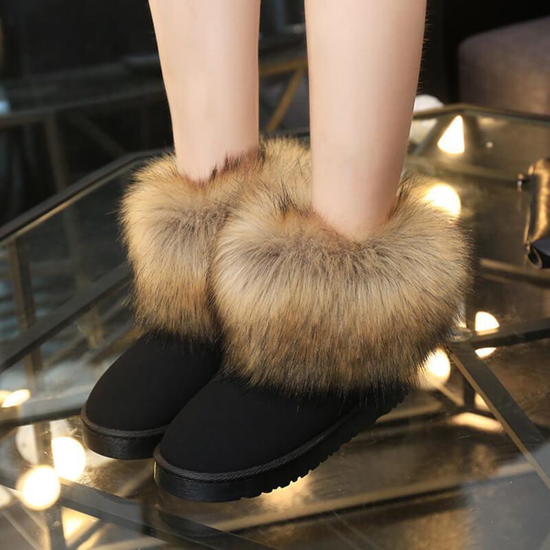 Fur Snow Round Toe Suede Boots