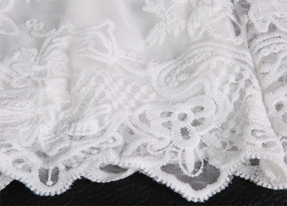 White Lace Spaghetti Strap Dress - Meet Yours Fashion - 4