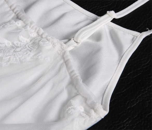 White Lace Spaghetti Strap Dress - Meet Yours Fashion - 5
