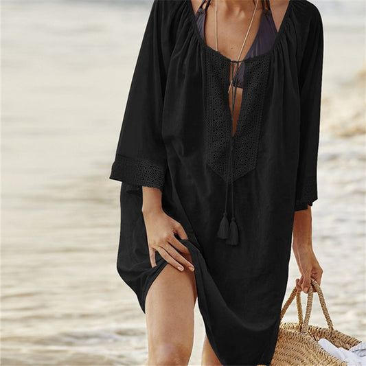 Lace Hollow Crochet Swimsuit Beach Dress 2018 Summer Bathing Suit Bikini Cover Up