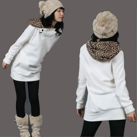 Long Leopard Fashion Hoodies Sweatshirt