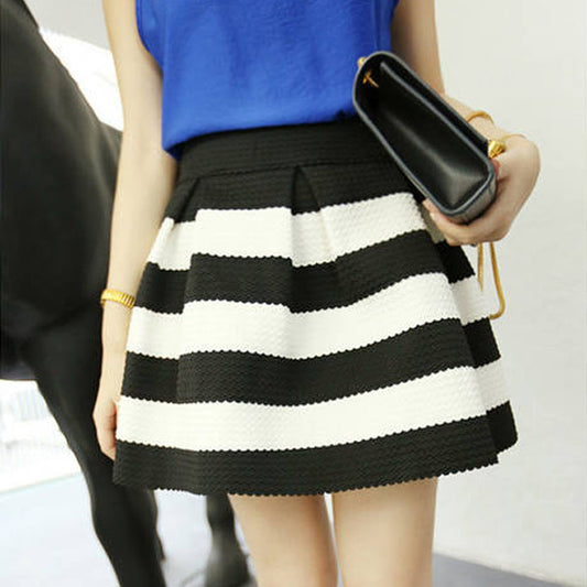 High Waist Stripe Mini Skirt
