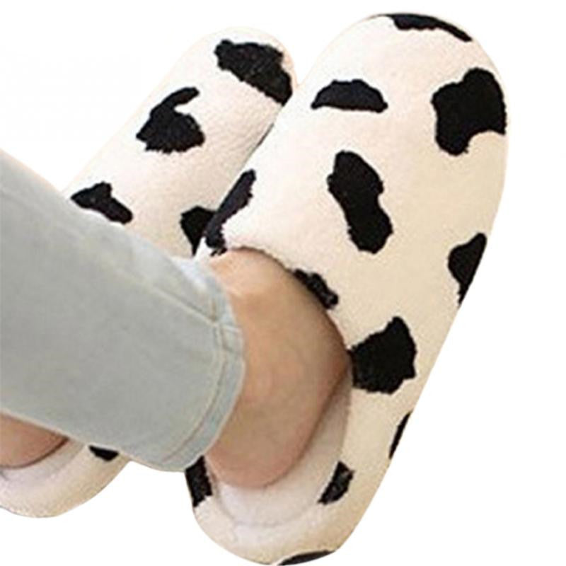 Winter Fluffy Soft Cotton Cow Scuffs Slippers